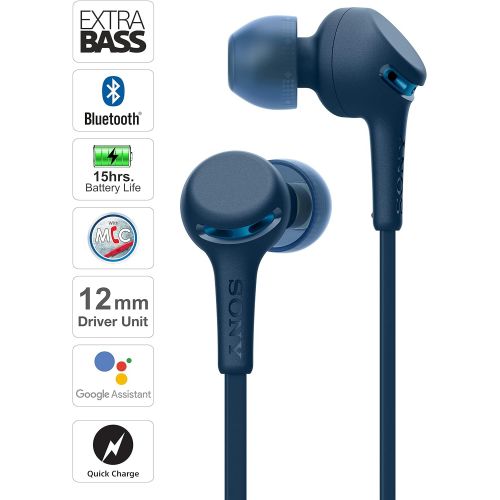 소니 Sony WI-XB400 Wireless in-Ear Extra Bass Headset/Headphones with mic for Phone Call, Blue (WIXB400/L)