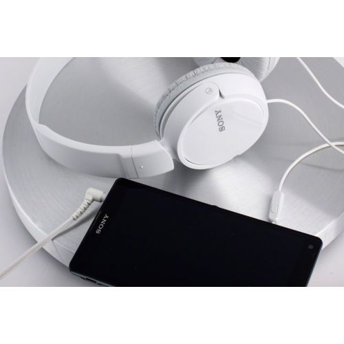 소니 Sony ZX Series Wired On-Ear Headphones with Mic, White MDR-ZX110AP