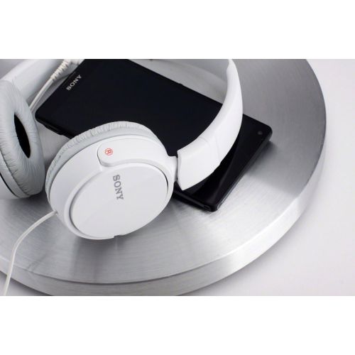 소니 Sony ZX Series Wired On-Ear Headphones with Mic, White MDR-ZX110AP