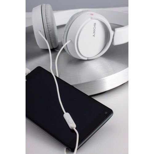 소니 Sony ZX Series Wired On-Ear Headphones with Mic, White MDR-ZX110AP