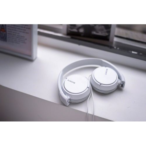 소니 Sony ZX Series Wired On-Ear Headphones with Mic, White MDR-ZX110AP