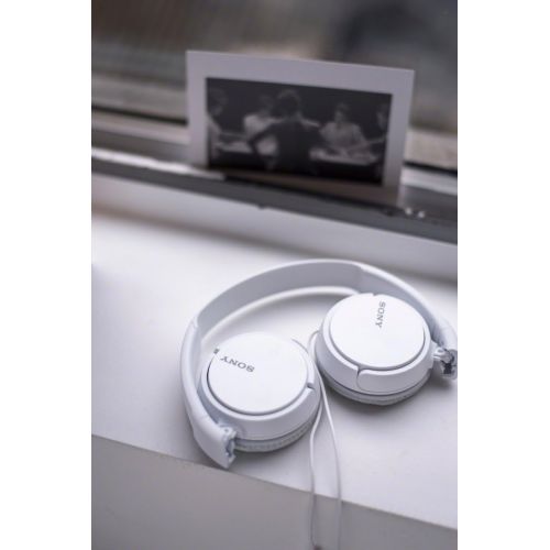 소니 Sony ZX Series Wired On-Ear Headphones with Mic, White MDR-ZX110AP