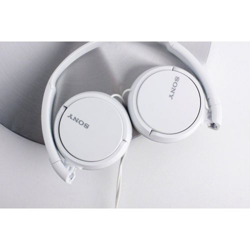 소니 Sony ZX Series Wired On-Ear Headphones with Mic, White MDR-ZX110AP