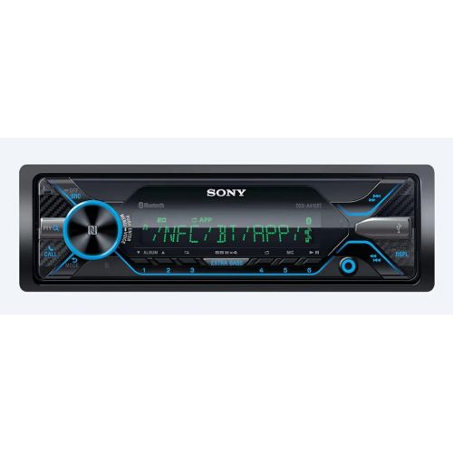 소니 Sony DSX-A416BT Single Din Bluetooth Front USB AUX Multi-Color Car Stereo Digital Media Receiver Bundled with Earbuds (No CD Player)