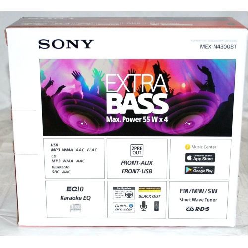 소니 Sony MEX-N4300BT Built-in Dual Bluetooth Voice Command CD/MP3 AM/FM Radio Front USB AUX Pandora Spotify iHeartRadio iPod / iPhone Siri and Android Controls Car Stereo Receiver