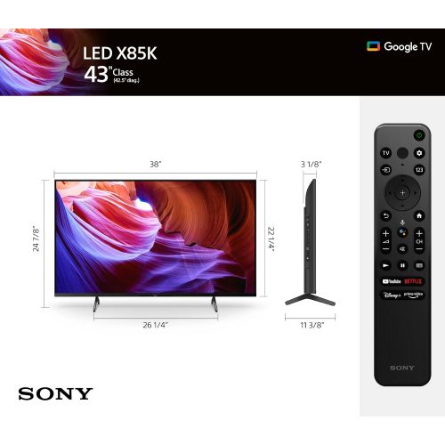 소니 Sony 43 Inch 4K Ultra HD TV X85K Series: LED Smart Google TV with Dolby Vision HDR and Native 120HZ Refresh Rate KD43X85K- 2022 Model