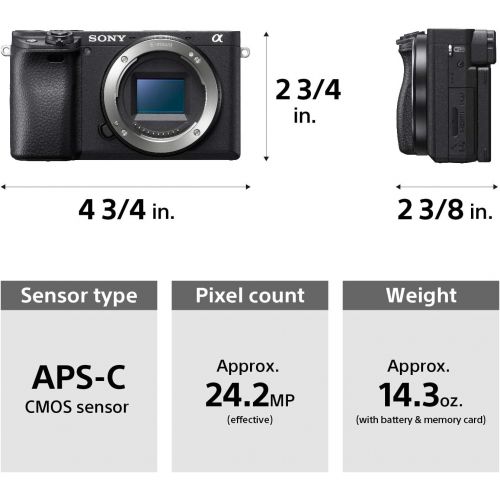 소니 [아마존베스트]Sony Alpha a6400 Mirrorless Camera: Compact APS-C Interchangeable Lens Digital Camera with Real-Time Eye Auto Focus, 4K Video & Flip Up Touchscreen - E Mount Compatible Cameras - I