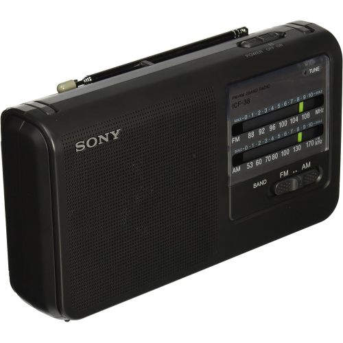 소니 Sony ICF38 Portable AMFM Radio (Black)