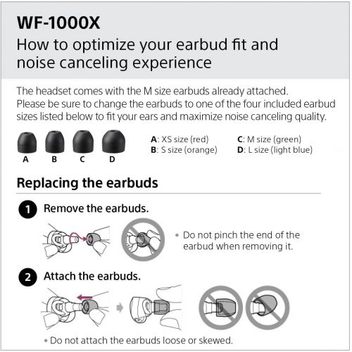 소니 Sony WF1000XBM1 Premium Noise Cancelling True Wireless Headphones - Black (WF1000XB)