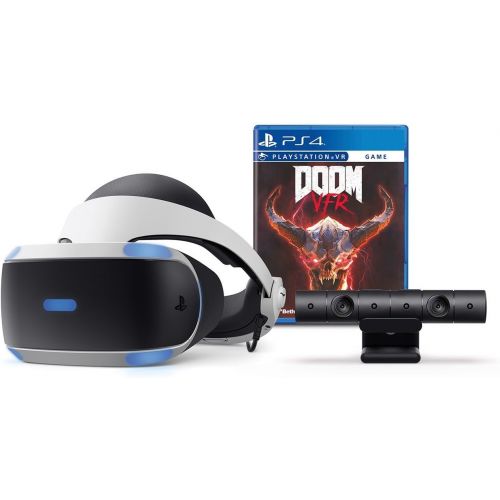 소니 Sony PlayStation 4 DOOM VFR and Bravo Team PSVR Aim Controller Enhanced Bundle: PlayStation 4 VR Headset, PSVR Camera, Wireless Aim Controller, DOOM VFR and Bravo Team