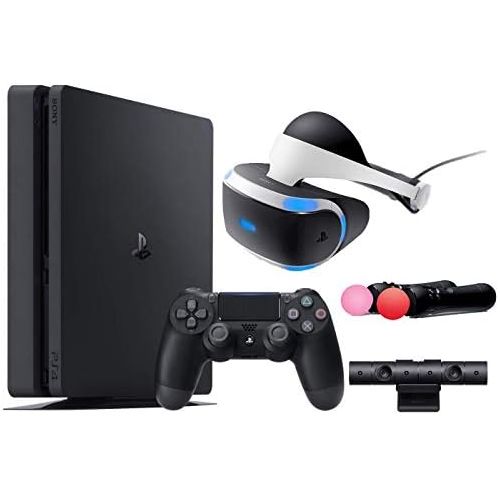 소니 PlayStation VR Start Bundle 4 Items:VR Headset,Move Controller,PlayStation Camera Motion Sensor,Sony PS4 Slim 1TB Console - Jet Black