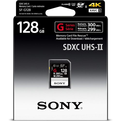 소니 Sony SF-G128T1 High Performance 128GB SDXC UHS-II Class 10 U3 Memory Card with Blazing Fast Read Speed up to 300MBs