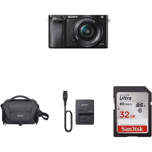 소니 Sony Alpha a6000 Mirrorless Digitial Camera 24.3MP SLR Camera with 3.0-Inch LCD (Black) w16-50mm Power Zoom Lens