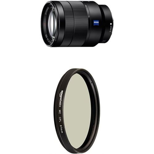 소니 Sony 24-70mm f4 Vario-Tessar T FE OSS Interchangeable Full Frame Zoom Lens with AmazonBasics Circular Polarizer Lens - 67 mm