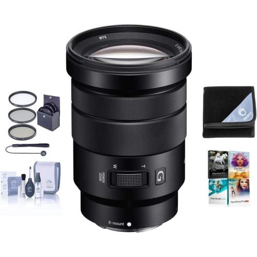 소니 Sony 18-105mm F4.0 G OSS E-Mount NEX Camera Lens Bundle with 72mm Filters & Pro Software