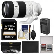 Sony Alpha E-Mount FE 70-200mm f4.0 G OSS Zoom Lens with 64GB Card + NP-FW50 Battery & Charger + 3 Filters + Kit for A7, A7R, A7S Mark II Cameras