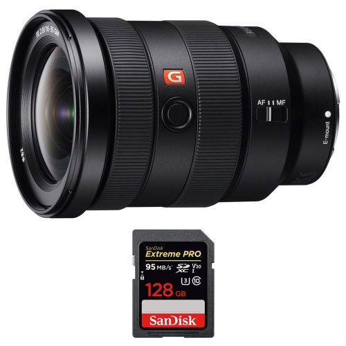 소니 Sony (SEL1635GM FE 16-35mm F2.8 GM Wide-Angle Zoom Lens Full-Frame E-Mount Cameras wSandisk Extreme PRO SDXC 128GB UHS-1 Memory Card