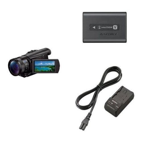 소니 Sony FDR-AX100/B 4K Video Camera with 3.5-Inch LCD (Black) with Battery Pack and Travel Charger