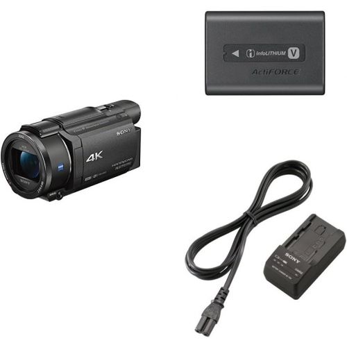 소니 Sony FDRAX53/B 4K HD Video Recording Camcorder (Black) with Travel Charger