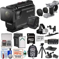 Sony Action Cam HDR-AS50R Wi-Fi HD Video Camera Camcorder & Remote + Finger Grip + Action Mounts + 64GB Card + BatteryCharger + Backpack + Tripod Kit