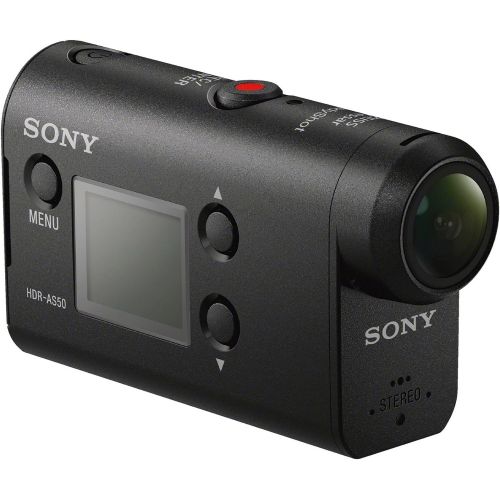 소니 Sony Action Cam HDR-AS50R Wi-Fi HD Video Camera Camcorder & Remote + Finger Grip + Action Mounts + 64GB Card + BatteryCharger + Backpack + Tripod Kit