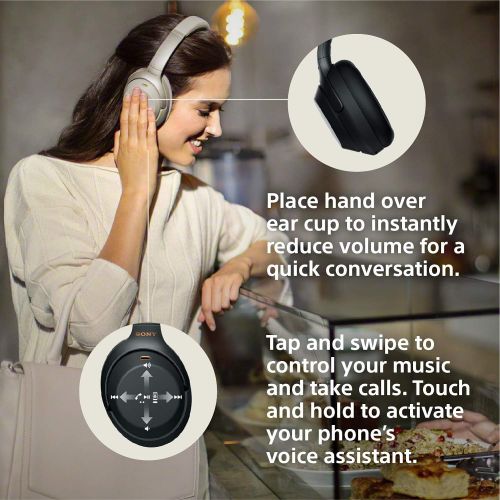소니 Sony WH1000XM3 Wireless Industry Leading Noise Canceling Over Ear Headphones, Black (WH-1000XM3B) (2018 model)