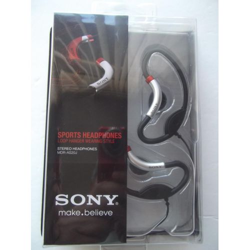 소니 Sony MDR-AS20J Active Style Headphones with Soft Loop Hangers - Black
