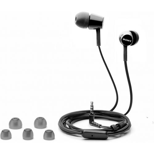 소니 Sony Earbuds with Microphone, in-Ear Headphones and Volume Control, Built-in Mic Earphones for Smartphone Tablet Laptop 3.5mm Audio Plug Devices, Black (MDREX155APB)
