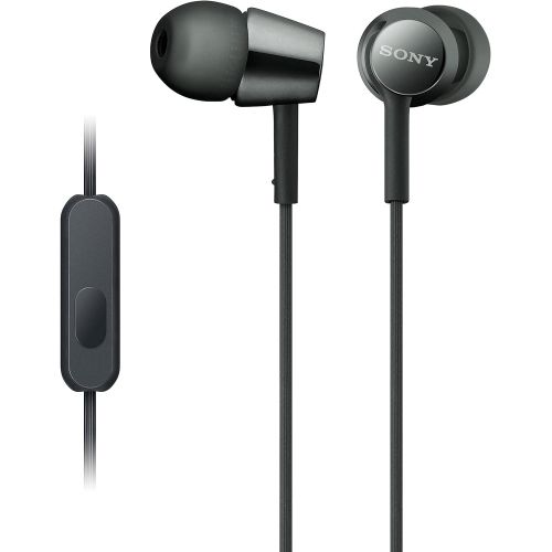 소니 Sony Earbuds with Microphone, in-Ear Headphones and Volume Control, Built-in Mic Earphones for Smartphone Tablet Laptop 3.5mm Audio Plug Devices, Black (MDREX155APB)