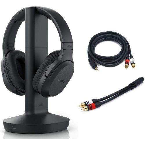 소니 Sony RF400 Wireless Simple Set-Up Home Theater Headphones (WHRF400) - 20 Hour Battery Life - 150 ft Range - 6ft 3.5mm Stereo2 RCA Plug Y-Adapter for TV