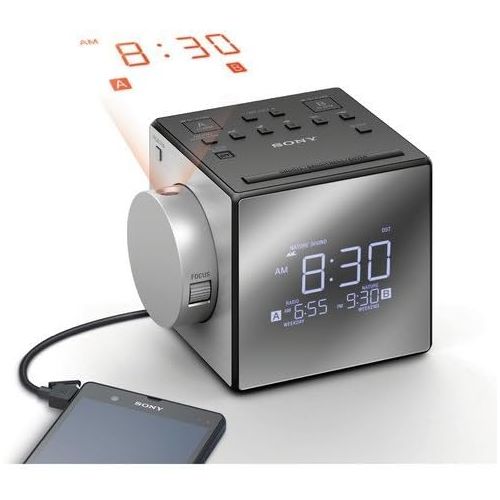 소니 Sony All in One Compact AMFM Dual Alarm Clock Radio With Time Projection, Soothing Nature Sounds & Large Easy to Read Backlit LCD Display