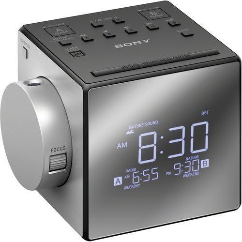 소니 Sony All in One Compact AMFM Dual Alarm Clock Radio With Time Projection, Soothing Nature Sounds & Large Easy to Read Backlit LCD Display