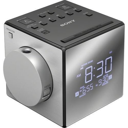 소니 Sony All in One Compact AMFM Dual Alarm Clock Radio With Time Projection, Soothing Nature Sounds & Large Easy to Read Backlit LCD Display