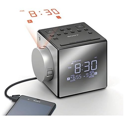 소니 Sony Compact AMFM Dual Alarm with Large Easy to Read Backlit LCD Display & Time Projection Alarm Clock