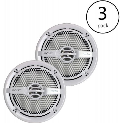 소니 Sony XS-MP1611 6.5 140 Watt Dual Cone Marine Speakers Stereo, Pair (3 Pack)