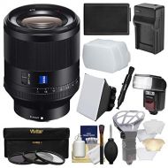 Sony Alpha E-Mount Planar T FE 50mm f/1.4 ZA Lens with Flash + Soft Box + Diffuser + NP-FW50 Battery & Charger + 3 Filters + Kit