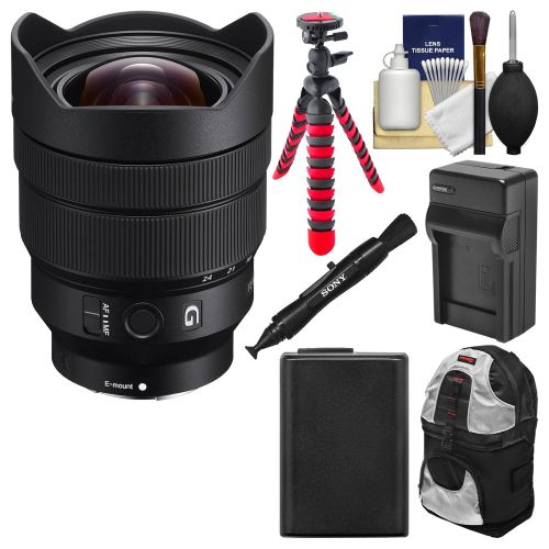 소니 Sony Alpha E-Mount FE 12-24mm f4.0 G Ultra Wide-Angle Zoom Lens with Backpack + Battery + Charger + Flex Tripod + Kit