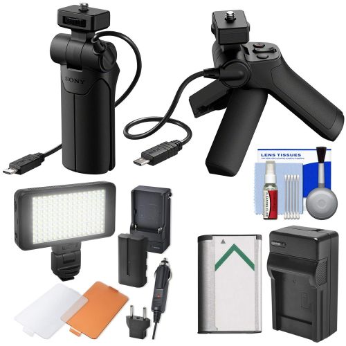 소니 Sony VCT-SGR1 Shooting Grip & Mini Tripod with Battery & Charger + LED Video Light + Diffuser Dish + Kit