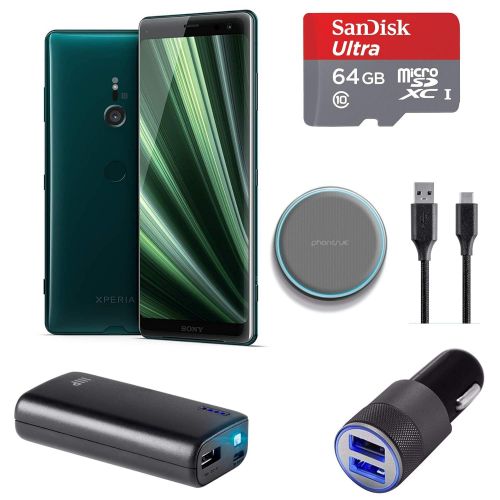 소니 Sony Xperia XZ3 Unlocked Smartphone (Moss Green) Charging Bundle