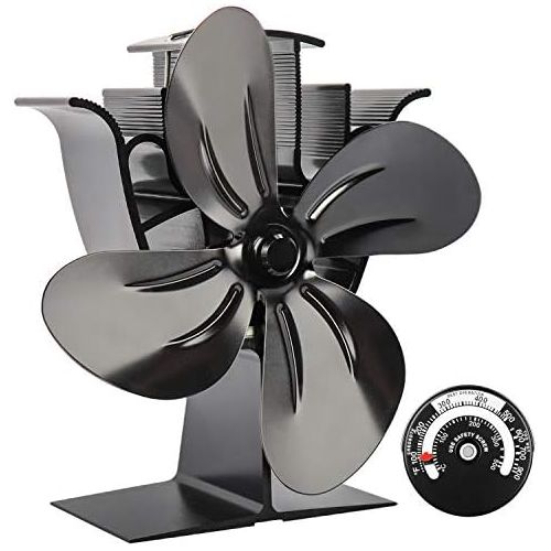 소니 Sonyabecca Stove Fan with Magnetic Thermometer 4 Blade Stove Fans Heat Powered Fireplace Fan Aluminium Eco-Friendly for Wood Log Burner Fireplace