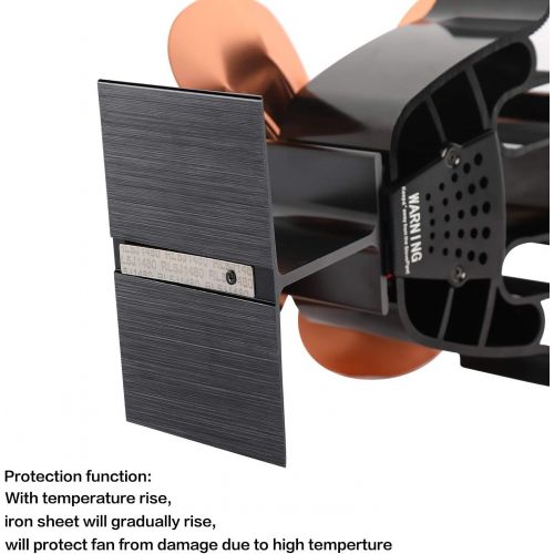 소니 Sonyabecca Stove Fan with Magnetic Thermometer 4 Blade Stove Fans Heat Powered Fireplace Fan Aluminium Eco Friendly for Wood Log Burner Fireplace,Gold