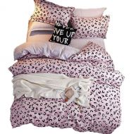 Sookie Kids Polyester 3PCs Cartoon Bedding Set for Girls and Boys(1Duvet Cover+2 Pillow Shams) Soft Teen No Comforter and Sheet -Full/Queen,Black White Pink