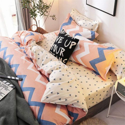  Sookie Kids Polyester 3PCs Geometric Wave Bedding Set for Girls and Boys(1Duvet Cover+2 Pillow Shams) Soft Teen No Comforter and Sheet -Full/Queen,Blue White Pink