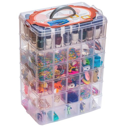  [아마존베스트]Sooyee 6 Layers Stackable Storage Container Clear 60 Adjustable Compartments,Compatible with Small Toys Arts and Crafts Piping Tips Hardware Storage