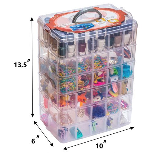  [아마존베스트]Sooyee 6 Layers Stackable Storage Container Clear 60 Adjustable Compartments,Compatible with Small Toys Arts and Crafts Piping Tips Hardware Storage