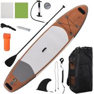 Soozier Inflatable Stand Up Paddle Board Ultra-Light Yoga SUP with Non-Slip Deck Pad, Premium Accessories, Waterproof Bag, Safety Leash and Hand Pump for Surfing, Touring and Fishing, Brown