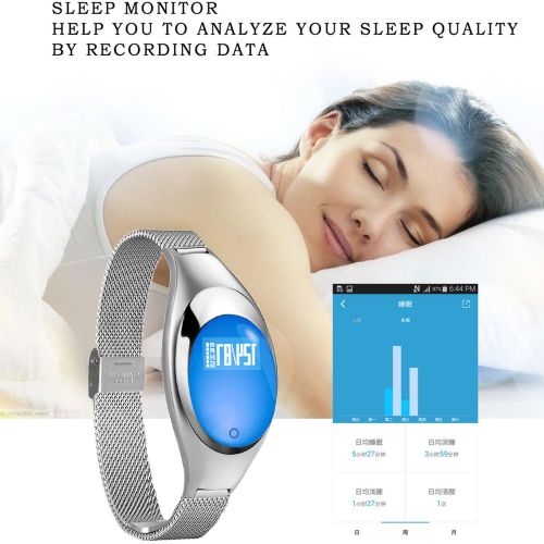  Sopear Women Multifunction Smart Sports Wristband Bluetooth V4.0 Daily Life Waterproof Smart Bracelet Heart Rate Moniter Fitness Tracker Smartband Pedometer Sleep Monitor Watch