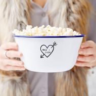 /SophiaVictoriaJoy Carved Heart Enamel Personalised Popcorn Bowl