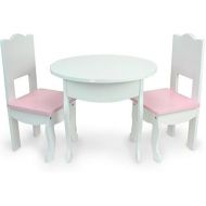 Sophias Doll Table & Chairs Set by, Fits American Girl Dolls and More, White Doll Table & Two Doll Chairs Set for a Doll Tea Party! Doll House Furniture for American Doll