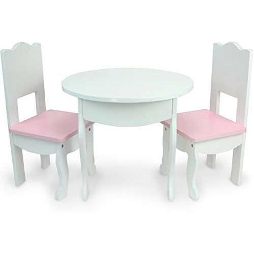  Sophias Doll Table & Chairs Set by, Fits American Girl Dolls and More, White Doll Table & Two Doll Chairs Set for a Doll Tea Party! Doll House Furniture for American Doll